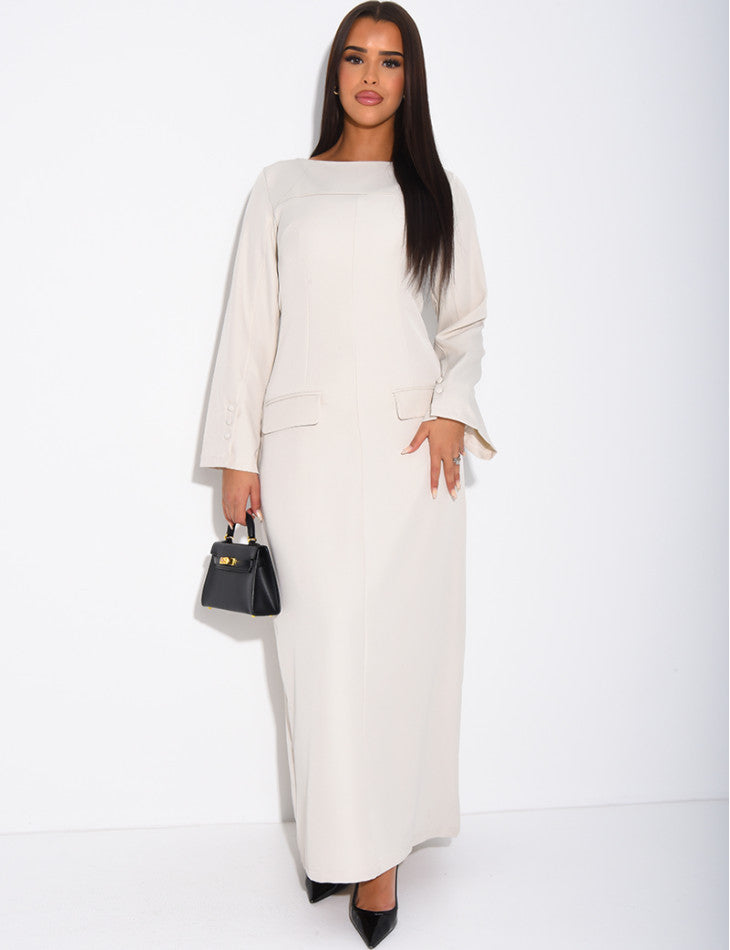 ROBE LONGUE ET PRÈS DU CORPS À FAUSSES POCHES