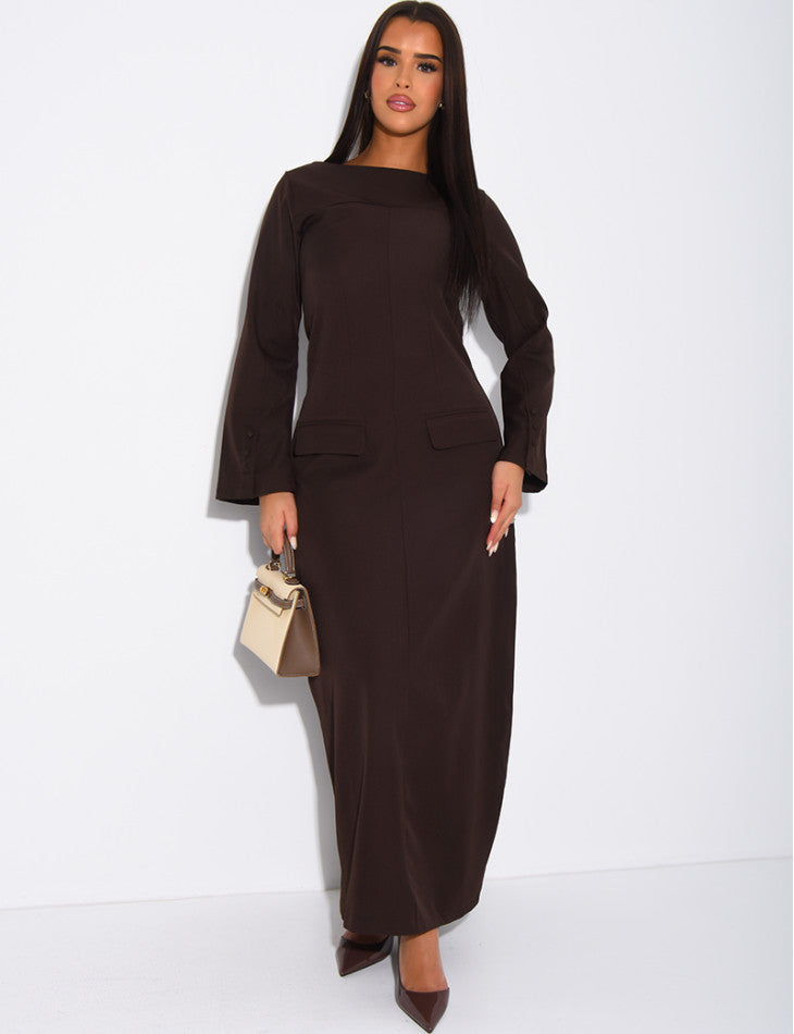 ROBE LONGUE ET PRÈS DU CORPS À FAUSSES POCHES