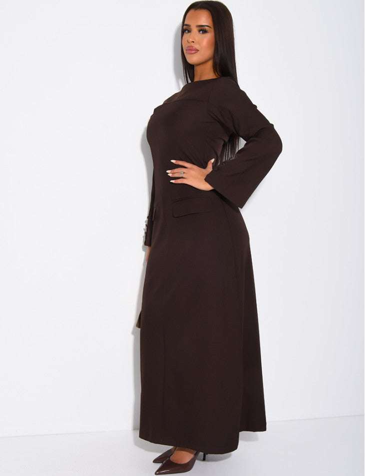 ROBE LONGUE ET PRÈS DU CORPS À FAUSSES POCHES